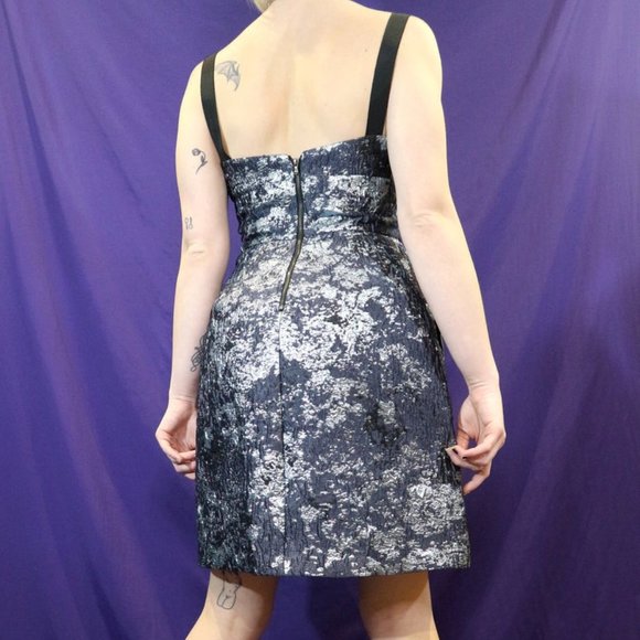Vera Wang Navy Blue Floral Cocktail Dress - Picture 4 of 4